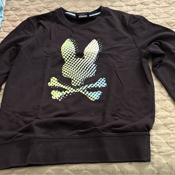 Psycho Bunny Black Crewneck Sweater with Multicolor Graphic - Picture 4 of 5